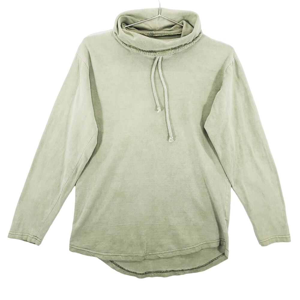 Enter The Void Shirt Womens Size S Green Long Sleeve Cowl Neck Cotton Tunic Top